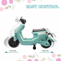 AIYAPLAY 6V Ride on Motorbike, Kids Electric Motorbike w/ Headlights, Music, Training Wheels, for Ages 18-36 Months, Green(m-5)
