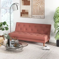 HOMCOM Divano Letto 3 Posti con Schienale Regolabile a 3 Livelli in Microfibra, 185x85x84cm, Arancione(m-2)