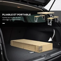 Outsunny Ensemble table et chaise de camping pliant forme valise pique-nique, aluminium et bois, dim. 85,5L x 72,5l x 67H cm(m-7)