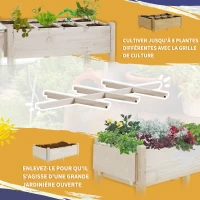 Outsunny Jardinière sur Pied - Potager sur roulettes - étagère, Tablette Rabattable, Inserts d'irrigation, Feutre de Drainage(m-4)