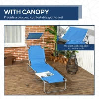 Outsunny Sun Lounger, with Adjustable Face Canopy - Bright Blue(m-6)
