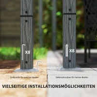 Outsunny 3 x 3 m Tuinpergola, Verstelbare Terrasoverkapping met Aluminium Frame, UPF30+ Zonbescherming, Grijs(m-6)