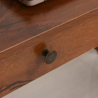 HOMCOM Vintage-Look Work Table Desk w/ Drawers Compartments Shelf Table Top Metal Handles Computer PC Home Office Study Furniture Brown(m-9)