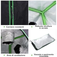 Outsunny Serra Idroponica in Mylar con Prese d'Aria Regolabili per Coltivazione da Interno, 120x60x150cm, Nero(m-4)