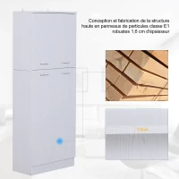 HOMCOM Armoire de rangement 2 placards double porte 3 étagères réglables 60L x 30l x 158H cm panneaux particules blanc(m-7)