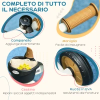 AIYAPLAY Triciclo per Bambini da 2-5 Anni con Seduta Regolabile e Campanello, 70.5x50x58cm, Bianco(m-6)