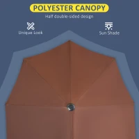 Outsunny 2m Half Parasol Market Umbrella Garden Balcony Parasol with Crank Handle, Base, Double-Sided Canopy, Coffee(m-7)
