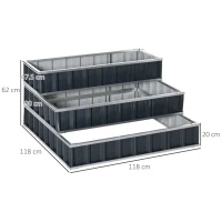 Outsunny 3 Tier Raised Garden Bed, Metal Elevated Planer Box Kit Flower Pot w/ A Pairs of Glove for Garden, Patio to Grow Vegetables, Herbs, Flowers, 118 x 118 x 62 cm, Grey(m-3)