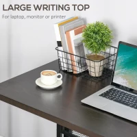 HOMCOM Computer Desk, Industrial Work Desk for Home Office, Study, Bedroom, Workstation with Metal Frame, 135 x 60 x 75cm, Walnut and Black(m-5)