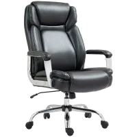 HOMCOM Ergonomic Office Chair, Heavy Duty Faux Leather Desk Chair with Tilt Function, Adjustable Height, 227kg 500LBS Swivel Computer Chair for Home Study, Black(m-11)