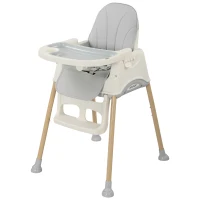 AIYAPLAY 3-in-1 Foldable High Chair for Babies, Toddlers, with Safety Harness, Washable Removable Seat Cushion, Tray, Grey(m-11)