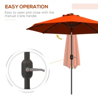 Outsunny 2.7m Outdoor Patio Garden Umbrella Parasol with Tilt Crank and 24 LEDs Lights, Orange(m-7)