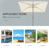 Outsunny 3 x 2m Garden Parasol Umbrella, Outdoor Market Table Umbrella with Aluminium Pole & Crank, Rectangular Tilting Parasol Sun Shade Canopy, Beige(m-6)