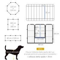 PawHut Recinto per Cani a 8 Pezzi Modulabili per Interno ed Esterno, in Acciaio , 80x60 cm, Nero(m-3)