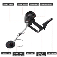 Outsunny Adjustable DISC Metal Detector Underground Gold Coin Digger Searcher Lightweight Treasure Jewelry Hunter with Waterproof Search Coil(m-4)