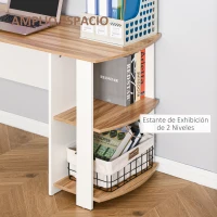 HOMCOM Mesa de Ordenador PC Escritorio con Estantes para Oficina Hogar Tipo Esquinera Forma L 136x130x72cm Madera(m-4)