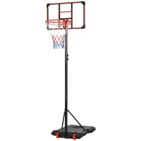 SPORTNOW Height Adjustable Basketball Hoop and Stand with Firm Backboard and Weighted Base, Portable on Wheels, Red(m-11)