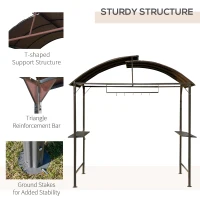 Outsunny Metal Smoking Gazebo Marquee Garden Patio BBQ Tent Grill Canopy Awning Shelter - Coffee(m-6)