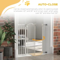 PawHut Metal 74-94cm Adjustable Pet Gate Safety Barrier w/ Auto-Close Door White(m-5)
