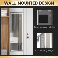 HOMCOM Dimming Full Length Mirror, 120 x 40cm Long Wall Mirror with 3 Colour LED, Smart Touch, Memory Function(m-8)