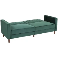 HOMCOM Velvet-Feel Three-Seater Sofa Bed - Green(m-11)