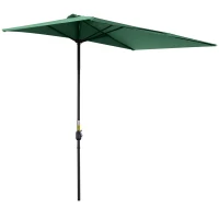 Outsunny Balcony Half Parasol Semi Round Umbrella Patio Crank Handle (2.3 m, Green)- NO BASE INCLUDED(m-1)