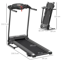 HOMCOM 0.75HP Foldable Motorised Treadmill 1-10 km/h, Indoor Electric Adjustable Running Machine w/ Three Preset Modes, LCD Display, Two Cup Holders for Home, Office, Gym - Black(m-3)