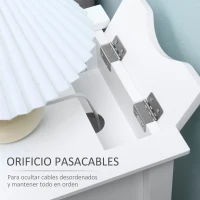 HOMCOM Mesa Auxiliar con Tapa Abatible Estante y Orificio para Cables para Salón Cama Dormitorio 60,5x32,5x70 cm Blanco(m-6)