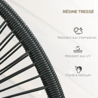 Outsunny Banquette banc de jardin 2 places en métal et cordage en résine - dim. 132L x 72l x 83H cm - noir(m-5)