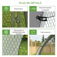 PawHut Grand enclos poulailler chenil volière extérieure 5,75m² toit anti-UV toit anti-UV, acier galvanisé, porte verouillable(m-7)