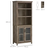 HOMCOM Bibliothèque Vitrine Buffet de Cuisine Armoire Rustique Multi-rangements 2 étagères dim. 76 x 40 x 180 cm(m-3)