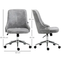 Vinsetto Sedia da Ufficio Regolabile in Altezza con Funzione Girevole e Inclinabile a 360°, 56x63x85-95 cm, Grigio(m-3)