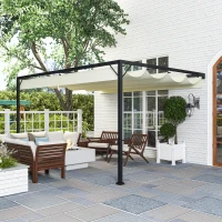 Outsunny 4 x 3 m Pergola, with Sliding Canopy - Cream(m-7)