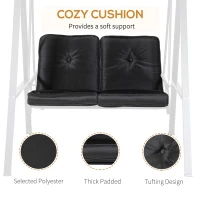 Outsunny Two-Seater Garden Swing Bench, with Adjustable Canopy - Black(m-5)