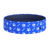 PawHut Piscina Rigida per Cani Taglia Media 65kg in Plastica Dura e Antiscivolo per Giardino o Interni, Blu Φ120x30cm(m-10)