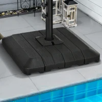 Outsunny Pesos para Base de Sombrilla en Cruz  4 Piezas Rellenables con 100 kg Agua o 135 kg Arena 98x98x18,5 cm Negro(m-2)