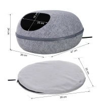 PawHut Coussin chauffant chat panier chat grand confort dim. 47L x 38l x 24H cm température max. 40°C polyester gris(m-3)