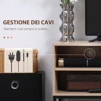 HOMCOM Mobile TV Moderno per TV max 60" in MDF e Acciaio con 4 Ripiani Aperti e Armadietto a 2 Livelli, 140x40x55.3 cm(m-5)