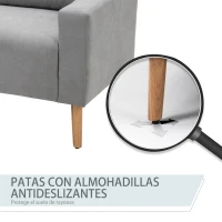HOMCOM Sofá de 2 Plazas con 2 Cojines Reposabrazos y Patas de Madera de Caucho para Dormitorio Oficina 145x76x88 cm Gris(m-7)