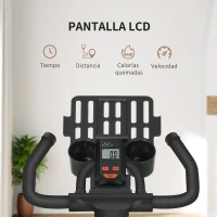 HOMCOM Bici Estática con Resistencia Regulable Volante de Inercia 8 kg Pantalla LCD Manillar y Asiento Ajustable Azul(m-4)