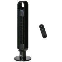HOMCOM 39" Anion Freestanding Tower Fan Cooling for Bedroom with Oscillating, 3 Speeds, 3 Modes, 12h Timer, LED Sensor Panel, Remote Controller, 60W, Black(m-11)