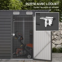 Outsunny Abri de jardin 2,3m² - pour Outils - cabanon Porte verrouillable - dim. 191L x 130P x 166,5-183H cm - acier(m-5)