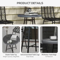 Outsunny Rattan Border Outdoor Side Table - Grey(m-6)