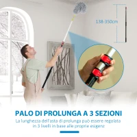 HOMCOM Kit di Pulizia per Casa e Ufficio con Asta, Spolverino per Ragnatele, Spolverino in Microfibra e Spolverino per Ventilatore(m-4)