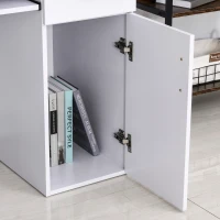 HOMCOM Bureau informatique table d'ordinateur multimédia multi-rangements avec étagère tiroir tablette clavier MDF 120 x 60 x 74 cm blanc(m-9)