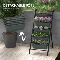 Outsunny 5-Tier Vertical Raised Garden Planter with 5 Container Boxes, Outdoor Plant Stand for Vegetable Flowers, Grey(m-6)