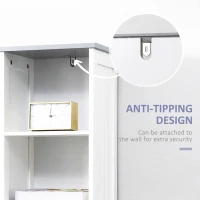 kleankin Tall Bathroom Storage Cabinet with 3 Tier Shelf, Cupboard, Drawer, Door, Freestanding Linen Tower, Slim Side Organizer, White(m-7)