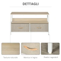 HOMCOM Mobile Porta TV da 47" con Cassetti Pieghevoli in Tessuto e Mensola in Metallo e MDF, 98x29x56cm, Colore Legno(m-6)