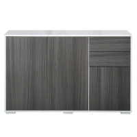 HOMCOM Buffet meuble de rangement 2 tiroirs coulissants 3 portes étagère réglable panneaux de particules 117 x 36 x 74 cm gris(m-10)