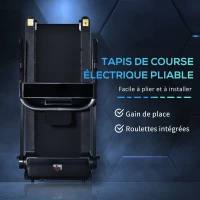 HOMCOM Tapis de course électrique pliable 1-14 km/h 550 W tapis roulant écran LED support de téléphone bande extra-large antidérapant acier PP ABS 153 x 77 x 124 cm noir(m-4)